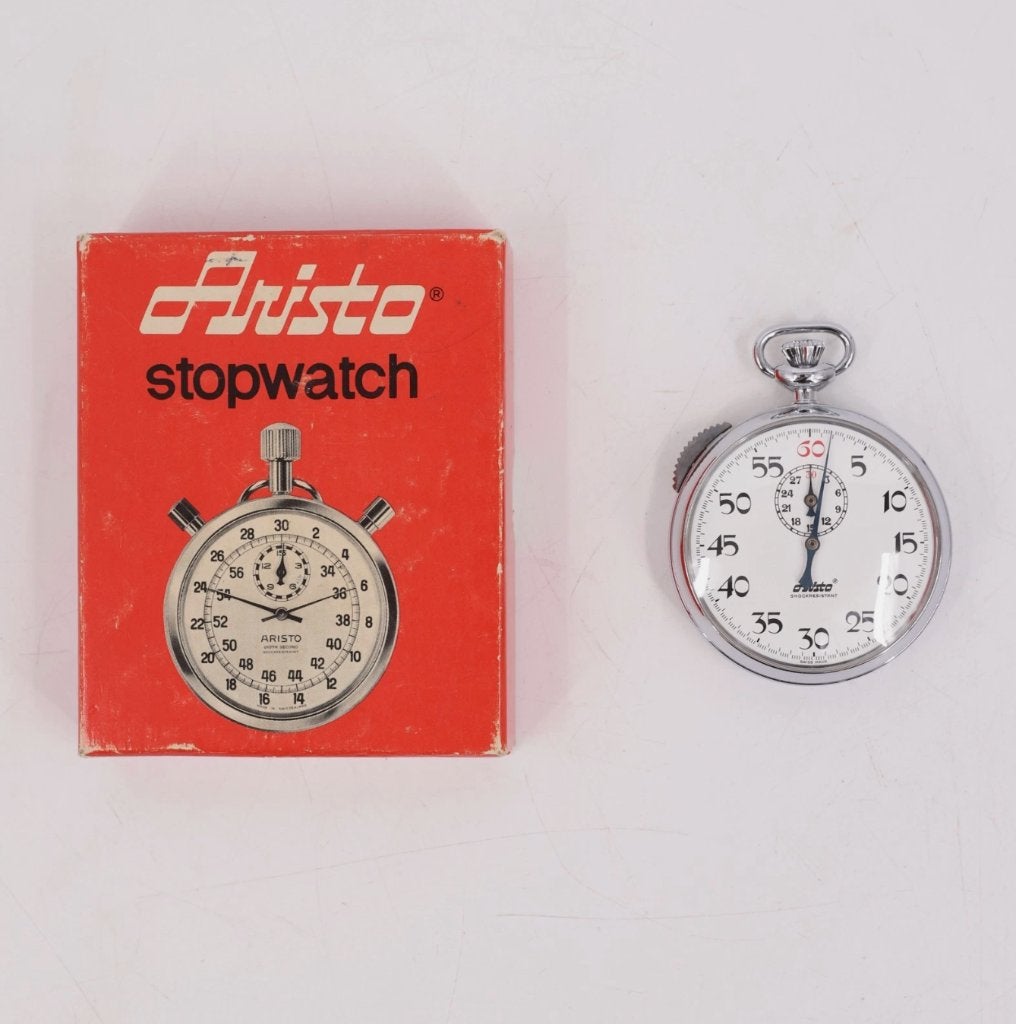 Aristo Swiss Made Stopwatch 30 Min + Doos, Antiek en Kunst, Antiek | Klokken, Ophalen of Verzenden