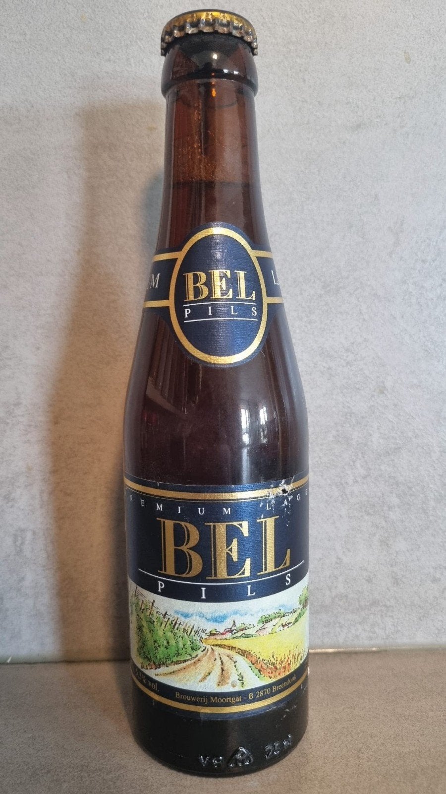 Bel Pils - Brouwerij Moortgat, Breendonk - 25cl - tht '93, Ophalen of Verzenden, Zo goed als nieuw, Flesje(s), Overige merken