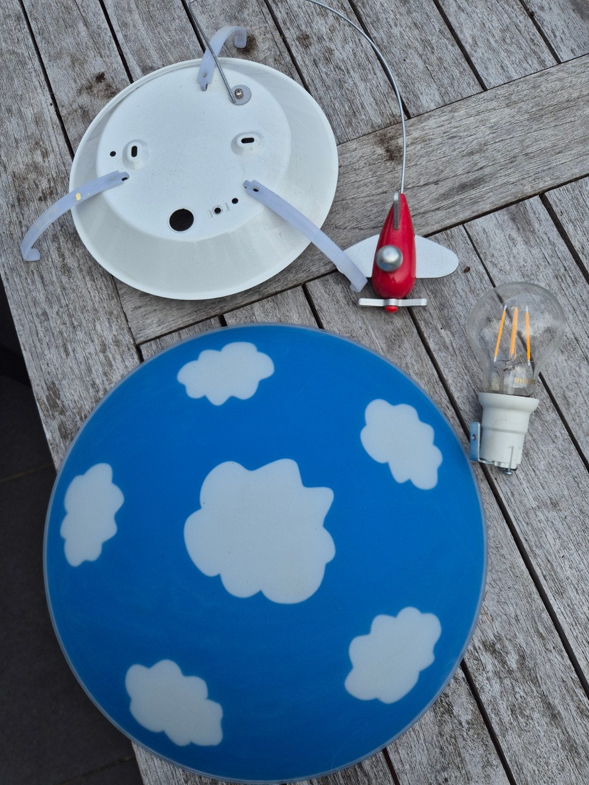 Kinderlamp met vliegtuig en wolken - Plafondlamp, Kinderen en Baby's, Kinderkamer | Inrichting en Decoratie, Blauw, Ophalen, Gebruikt