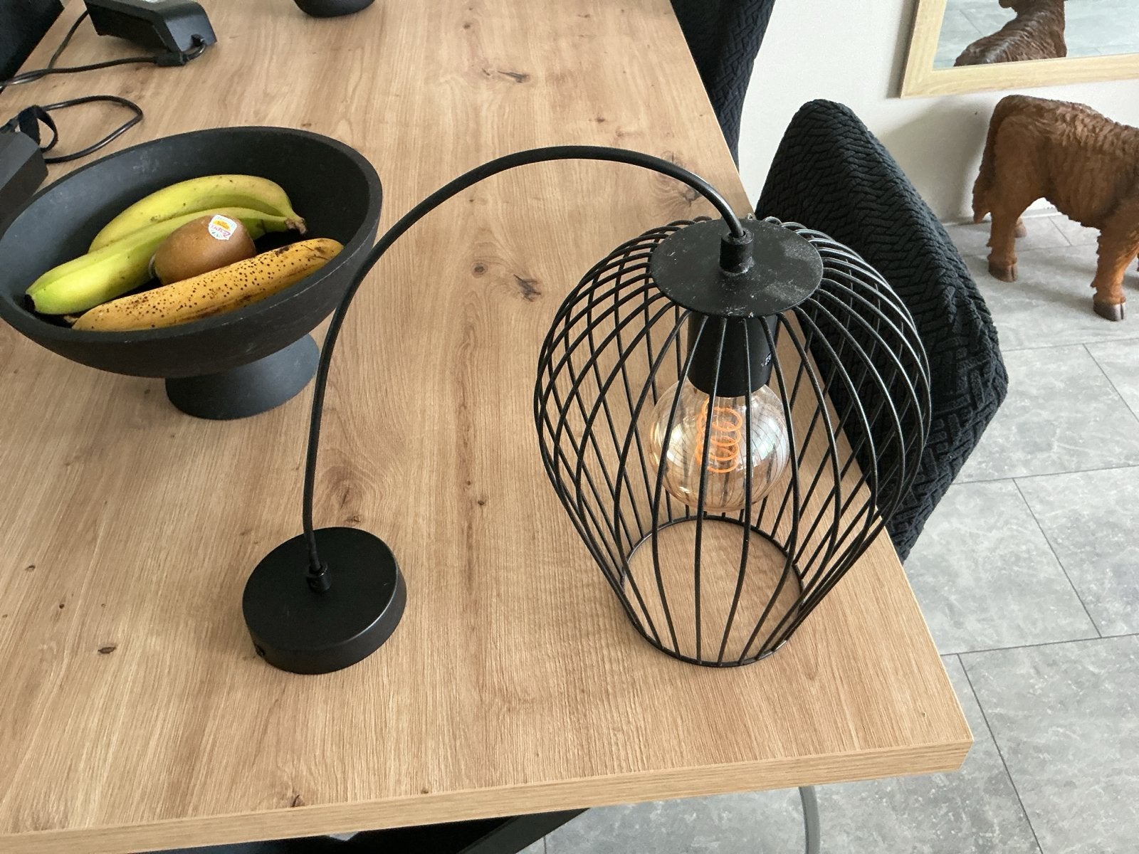 Zwarte hanglamp met lamp - Modern design, Ophalen of Verzenden, Zo goed als nieuw, Metaal, E27 (groot)