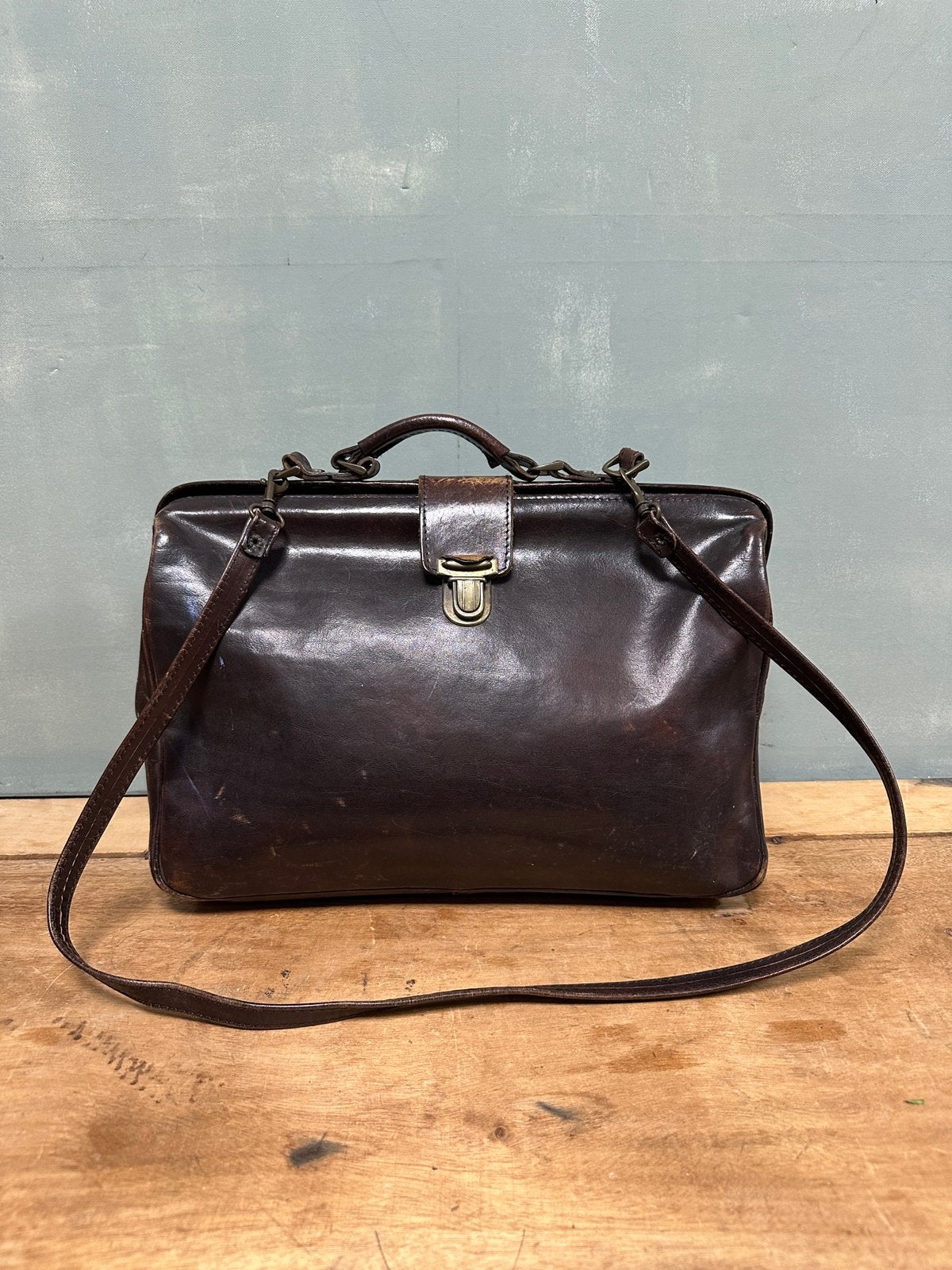 Vintage leer ‘dokterstas tas bruin damestas Bretoniere stijl, Ophalen of Verzenden, Zo goed als nieuw, Bruin, Handtas