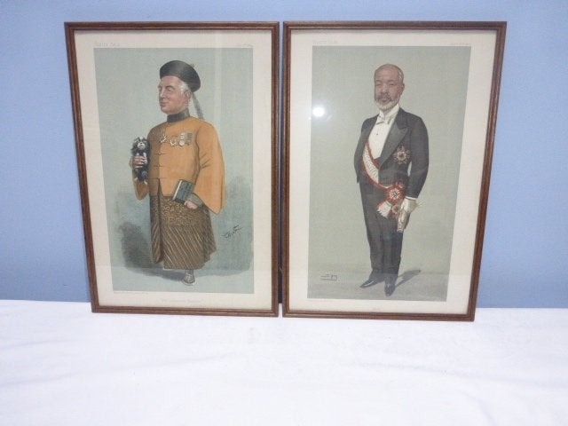 Twee vanity fair spy prenten 19e eeuw in houten lijst ., Ophalen of Verzenden