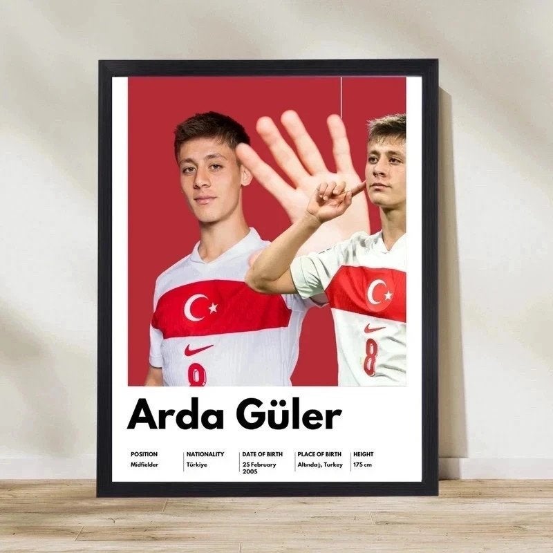 Arda Güler A4 Voetbal Poster – Turkse Voetballer Muurdecorat, Ophalen of Verzenden