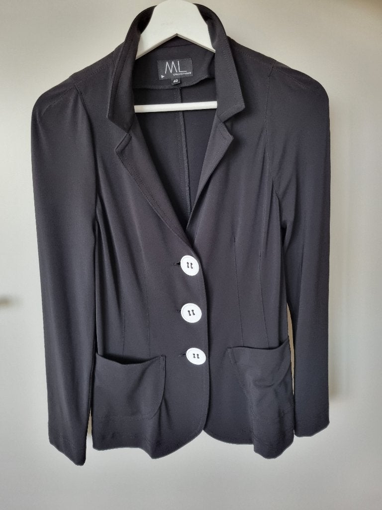Prachtige zwarte blazer van ML Collections. Maat 40. Zgan, Kleding | Dames, Jasjes, Kostuums en Pakken, Maat 38/40 (M), Zwart