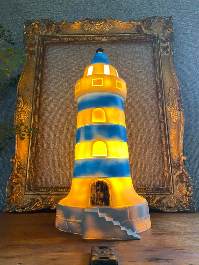 Heico - Lamp - Vuurtoren Blauw-Wit!, Ophalen of Verzenden, Zo goed als nieuw, Kunststof, Minder dan 50 cm