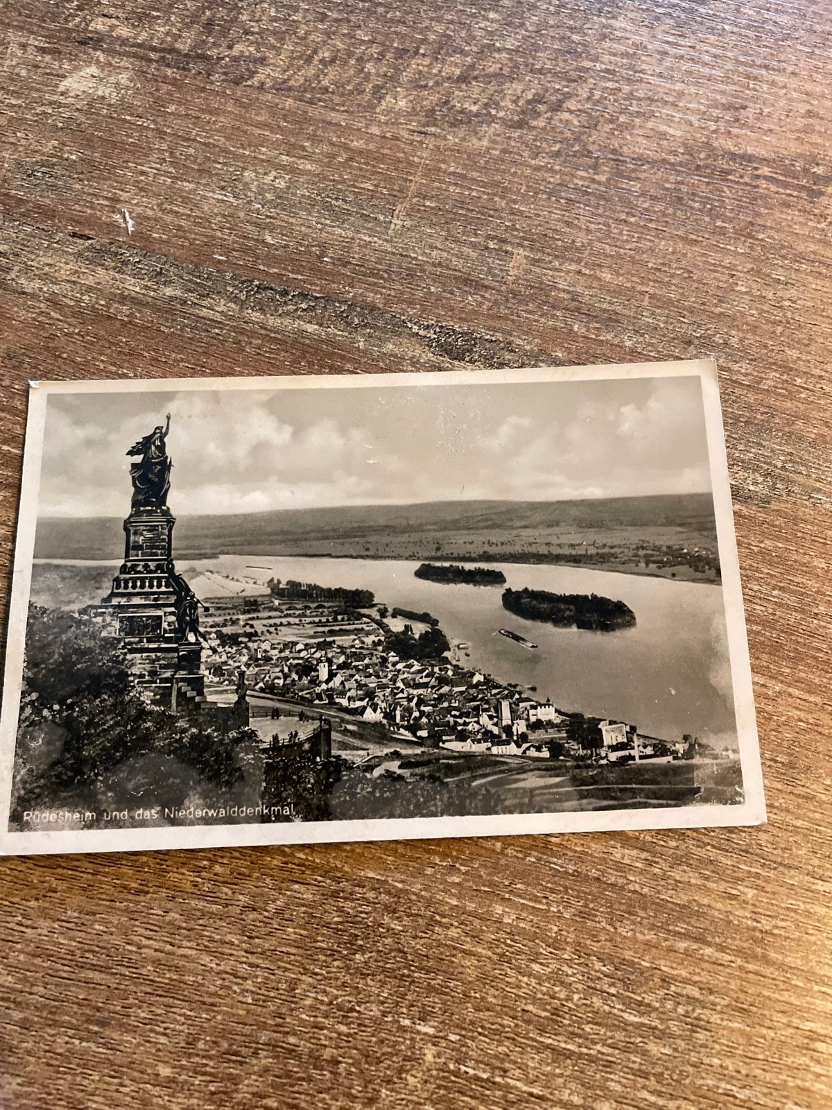 Oude Ansichtkaart Rüdesheim en Niederwalddenkmal, Ophalen of Verzenden, Voor 1920, Gelopen