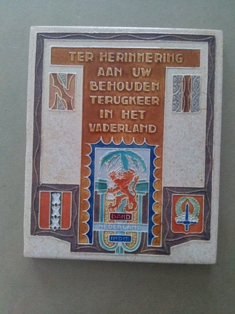 Cloisonné  tegeltje Band Nederland - Indië, Ophalen of Verzenden