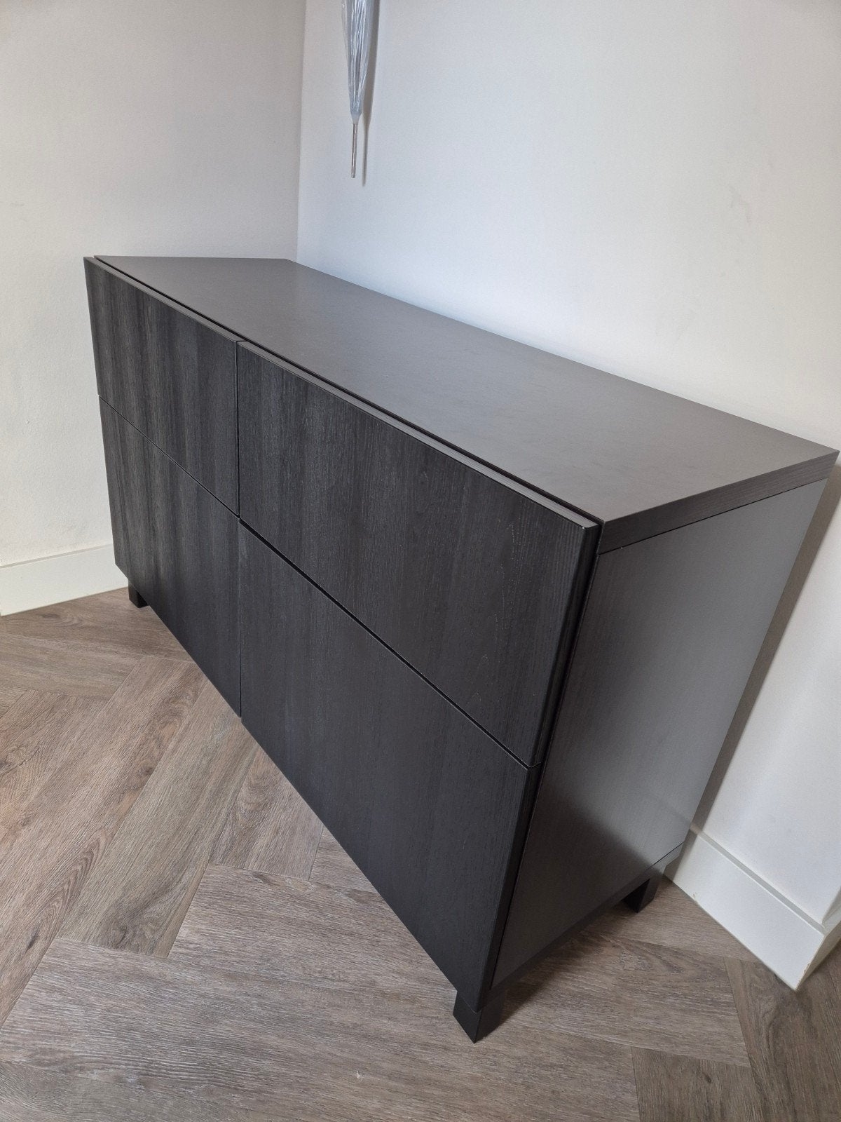 Ikea Besta kast met deuren, donkergrijs, Ophalen, Met deur(en), 100 tot 150 cm, Modern, Scandinavisch