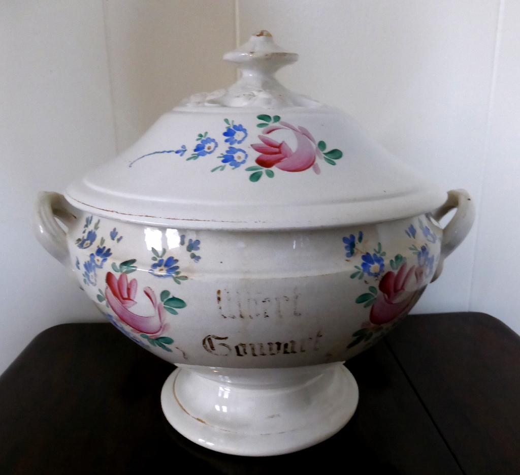 antieke BRUIDSTERRINE met bloemen / terrine AMC Wasmuel, Ophalen of Verzenden