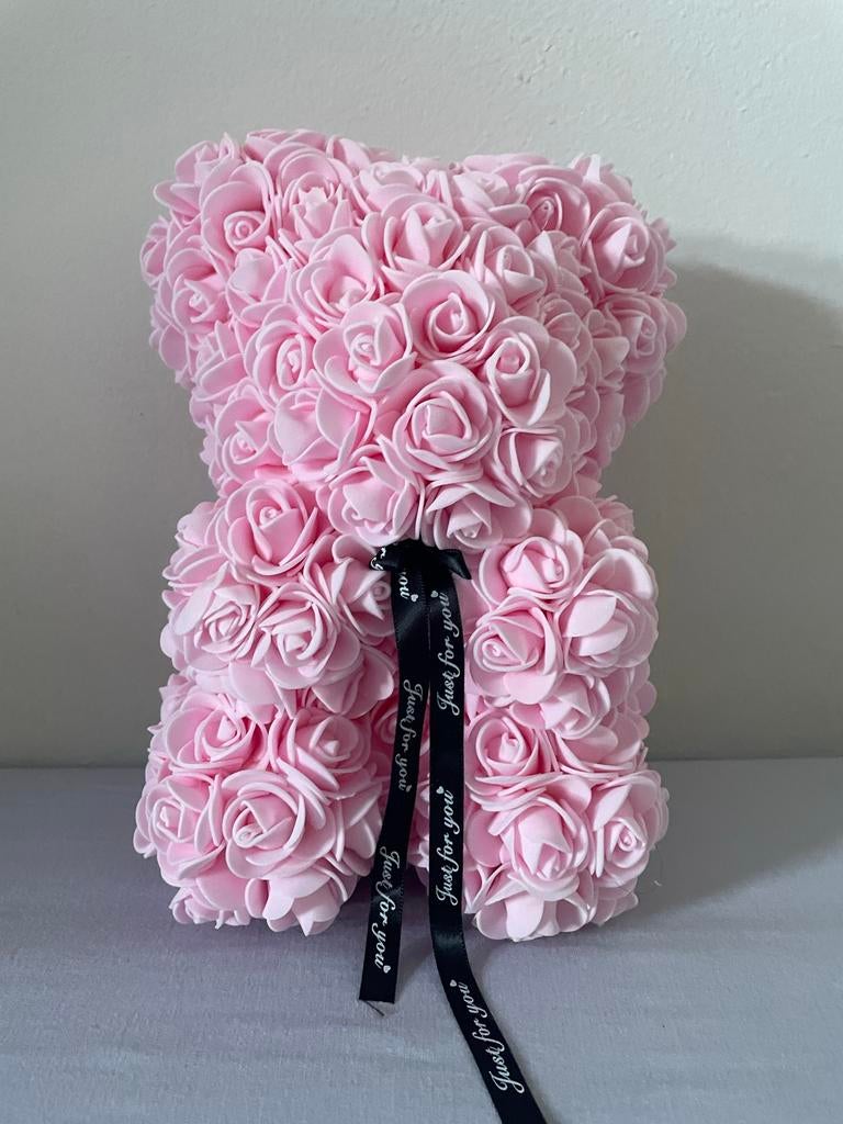 Rozenbeer - Roze of Fuchsia Rozen Teddybeer, Ophalen of Verzenden, Zo goed als nieuw