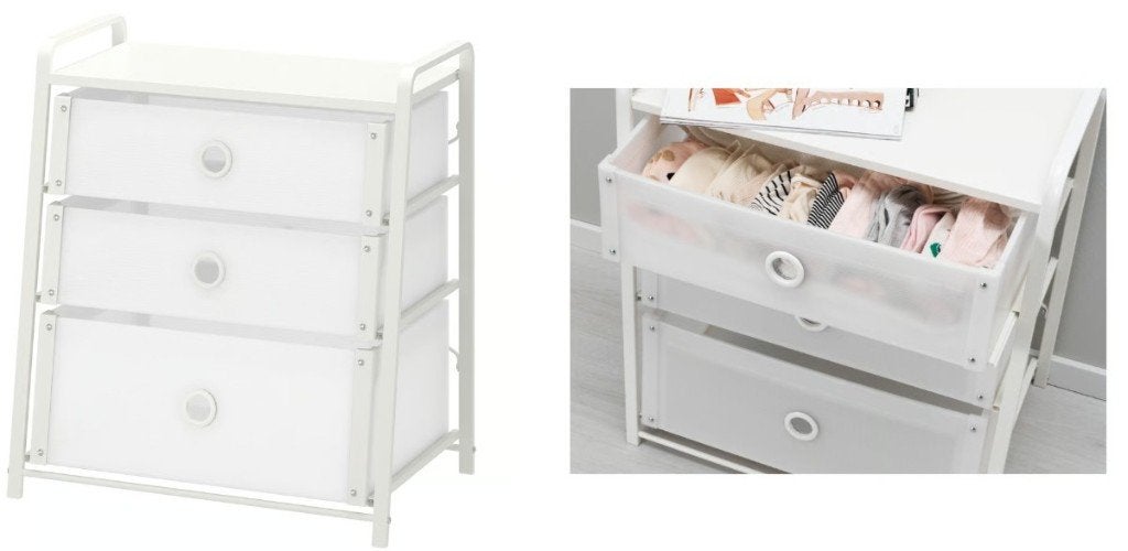 IKEA LOTE ladekast / opbergkast – 3 lades, wit, Ophalen, 5 laden of meer, 50 tot 100 cm, Zo goed als nieuw