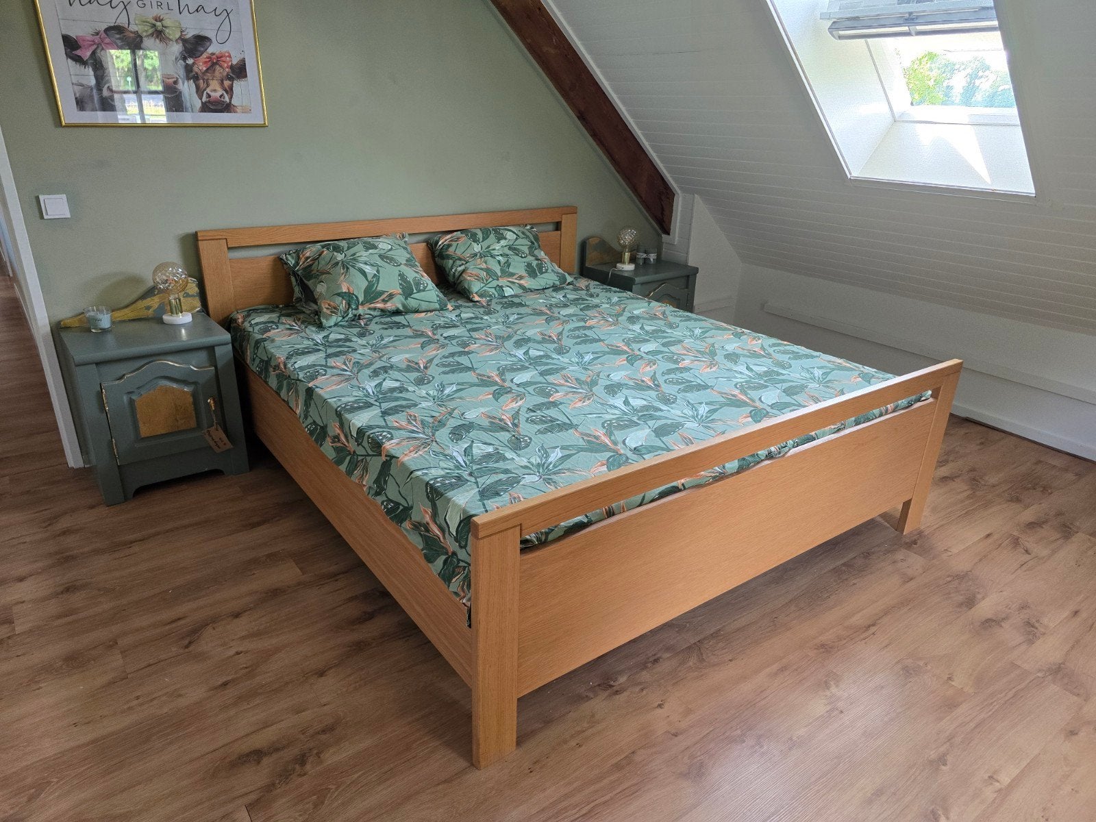 Bed 180 bij 200 zonder matrassen. Met Auping spiraalbodem, Ophalen, Gebruikt, Tweepersoons