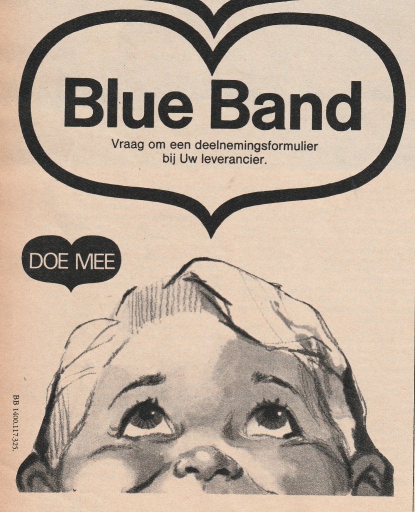 Retro reclame 1964 Blue Band jongetje hartewenswedstrijd, Verzamelen, Retro, Verzenden, Overige typen