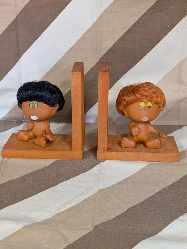 Leuke vintage boekensteunen met poppetjes, Ophalen of Verzenden