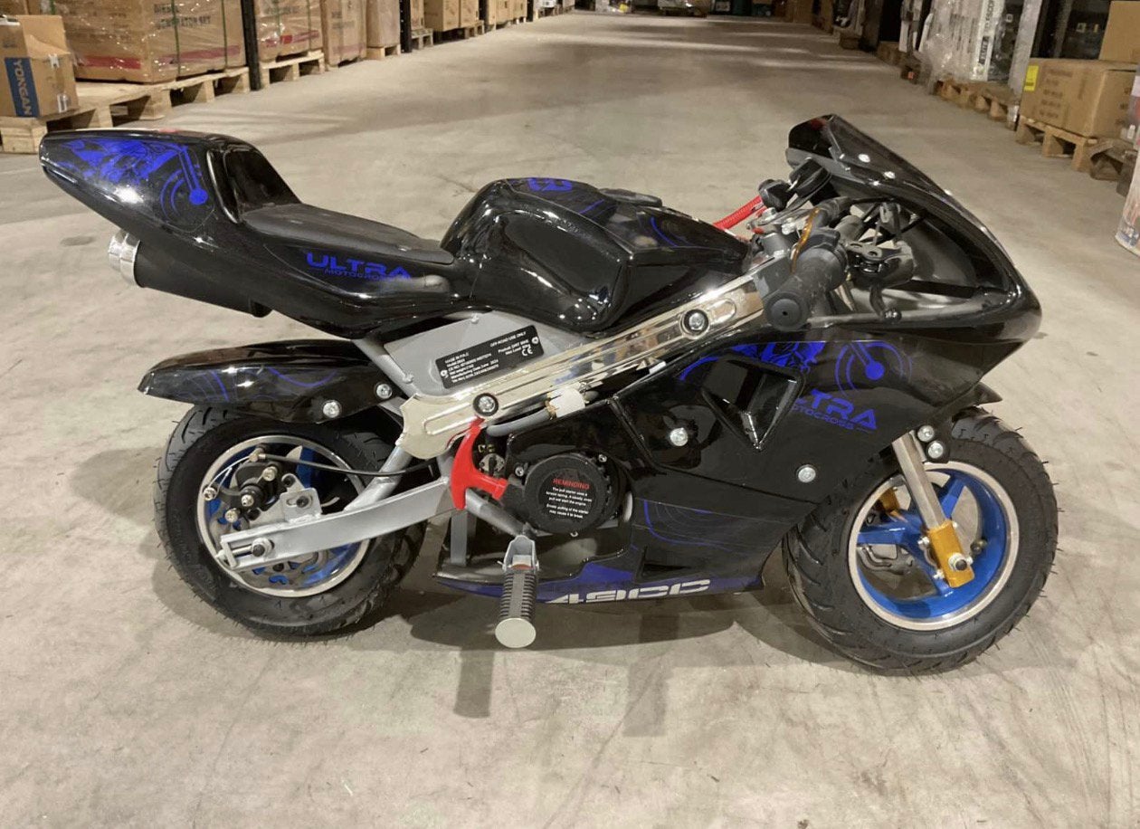 Nieuwe 49cc Pocketbike - Zwart met Blauwe Details, Fietsen en Brommers, Ophalen of Verzenden, Nieuw, Pitbike