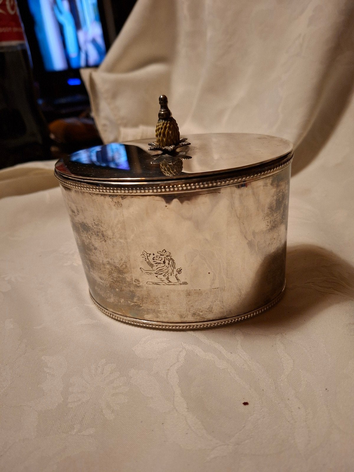 antieke theebus  nestle 13 x 12 cm, Verzenden, Zilver