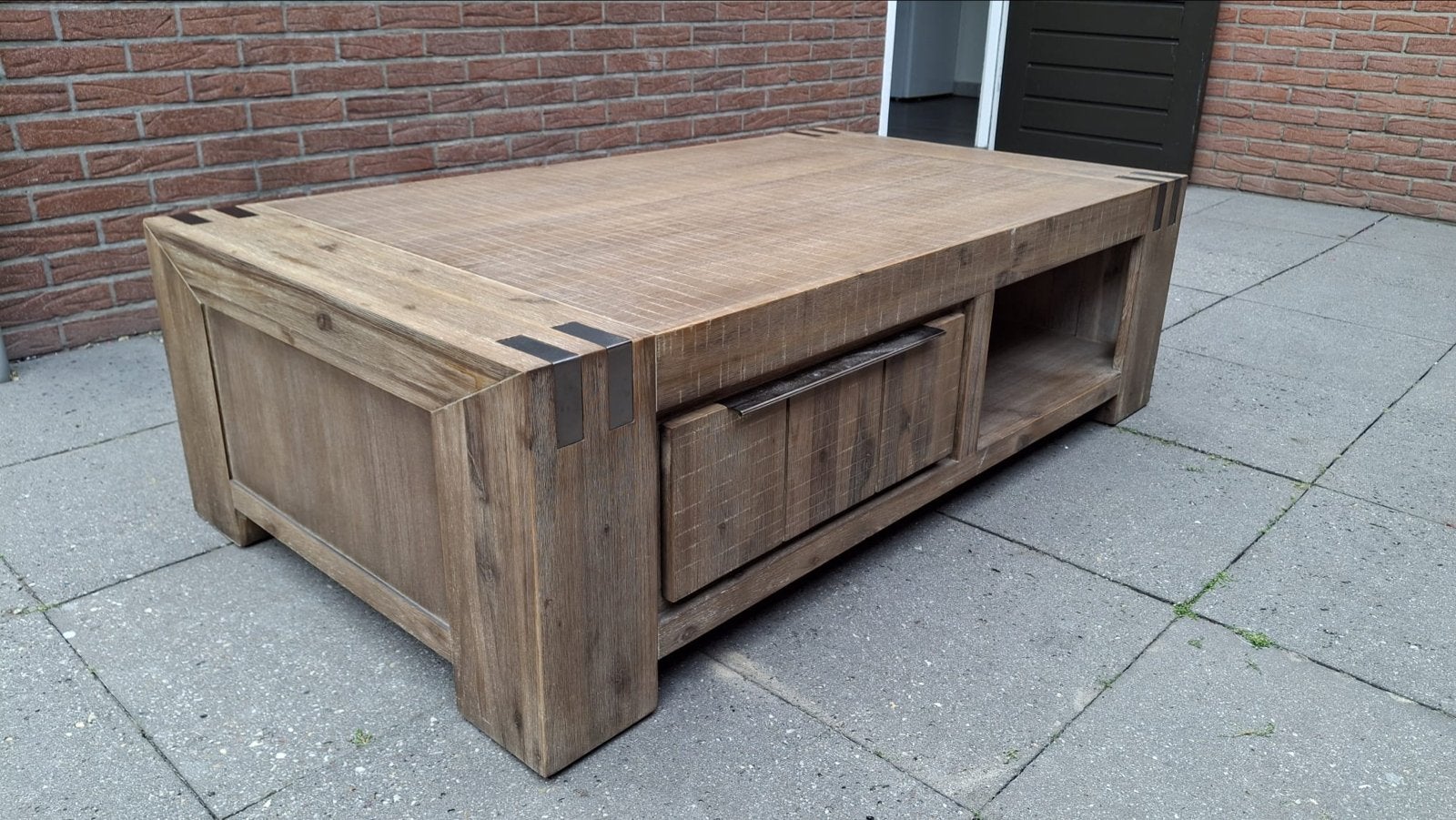 Robuuste salontafel met lades - 140x80x43 cm, Huis en Inrichting, Tafels | Salontafels, Ophalen, Gebruikt, 100 tot 150 cm, 50 tot 100 cm