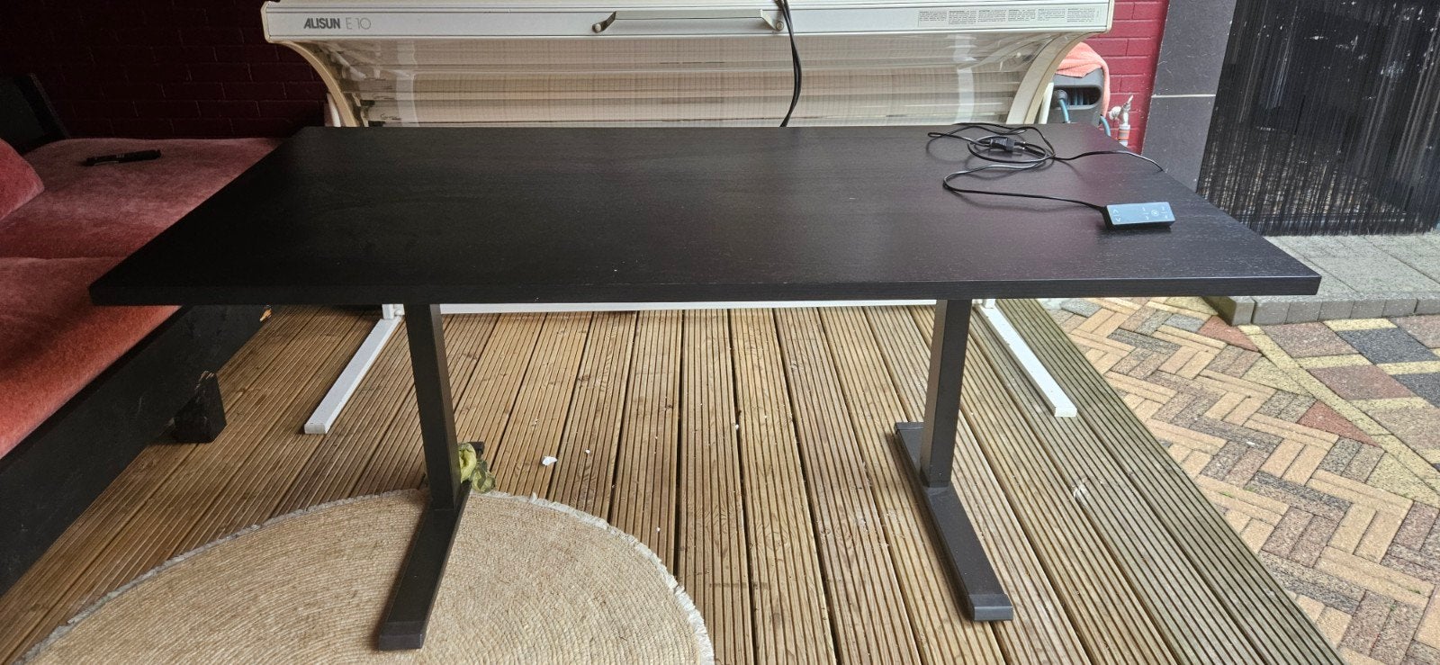 Verstelbaar bureau, Ophalen, 160 cm, Elektrisch, Hout