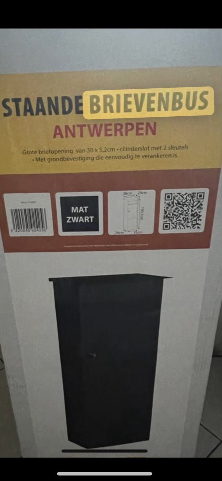 Staande Brievenbus Antwerpen Mat Zwart, Ophalen, Nieuw, Staal, Staande brievenbus