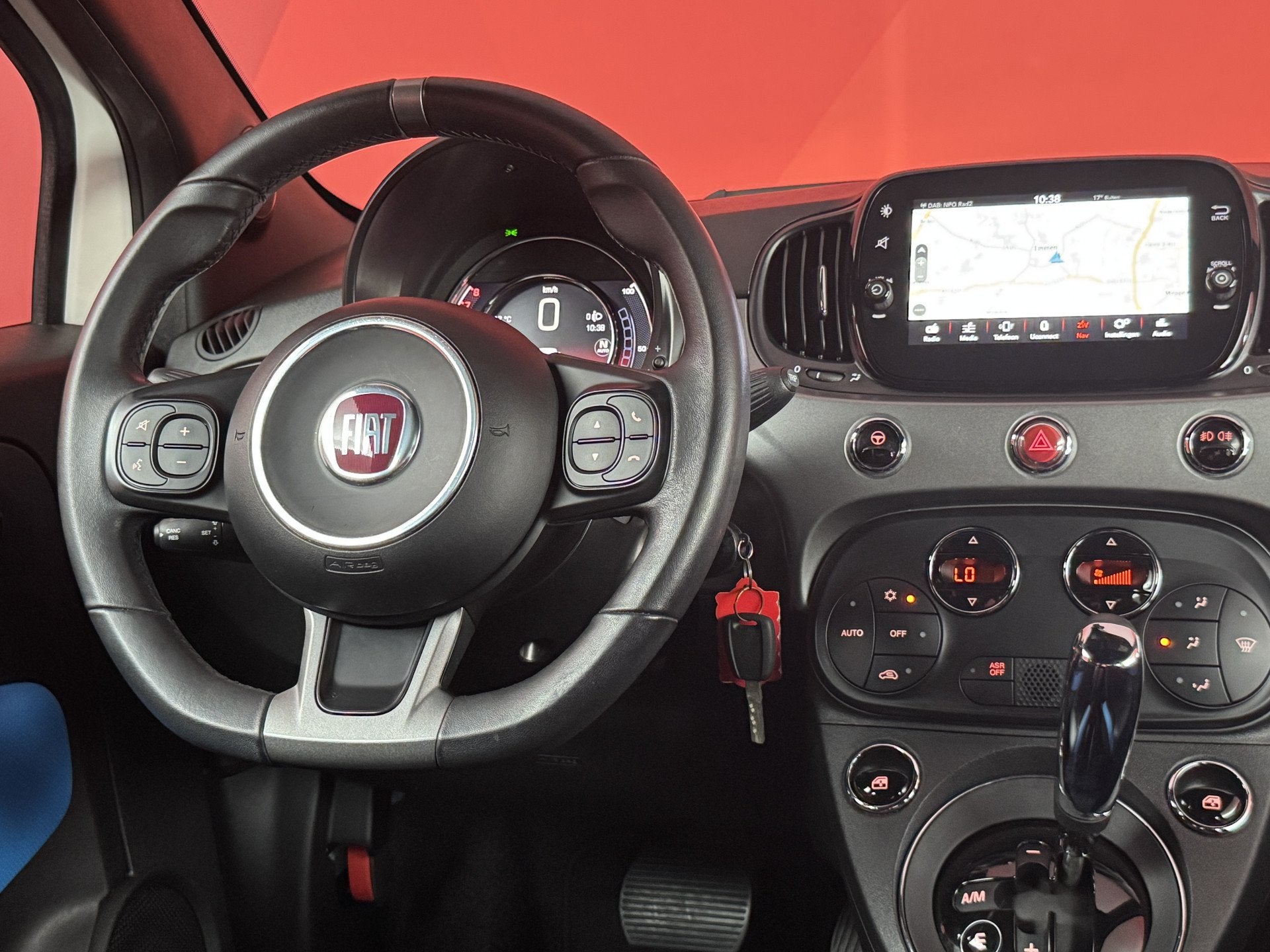 Fiat 500 1.2 | Navi | Automaat | Clima | APK 19-06-2027 |, Gebruikt, 4 cilinders, Leder en Stof, Wit