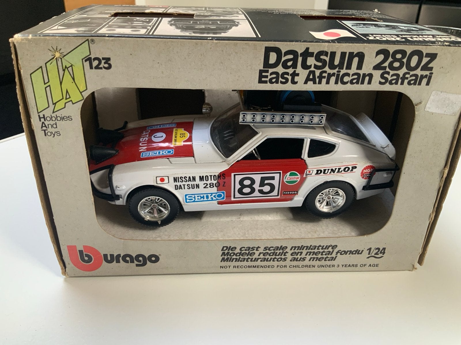 Burago Datsun 280z East African Safari - Zeer goede staat, Verzenden, Zo goed als nieuw, Auto