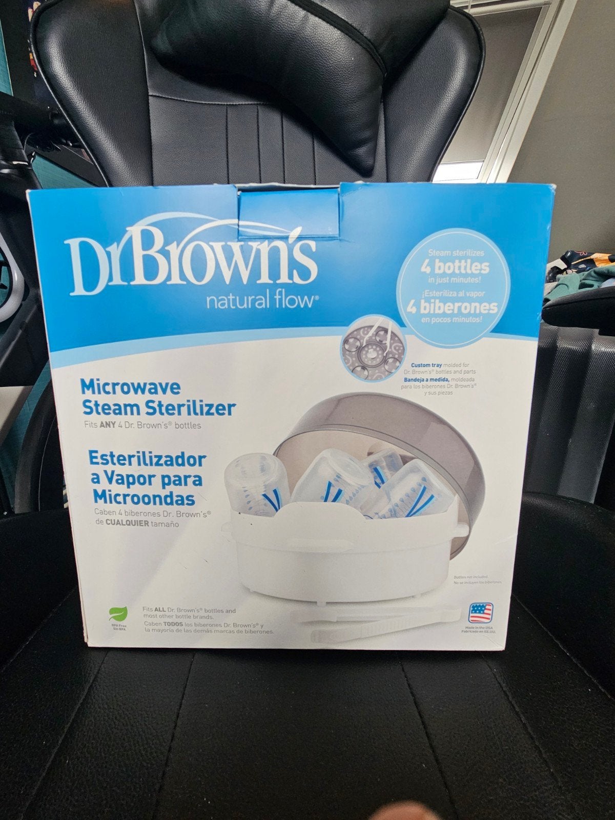 Dr Brown magnetron steriliser voor 4 babyflesjes., Sterilisator, Ophalen of Verzenden, BPA-vrij, Nieuw