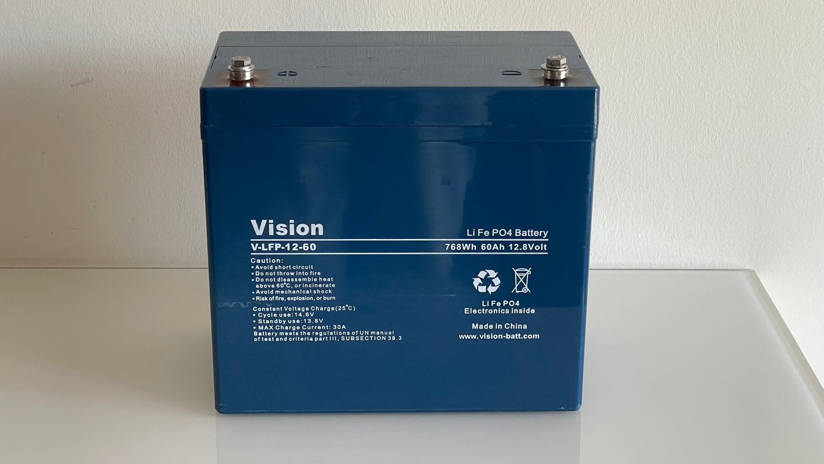 4x Vision LiFePO4 accu 12V 60Ah (768Wh) – weinig gebruikt, Ophalen, Gebruikt