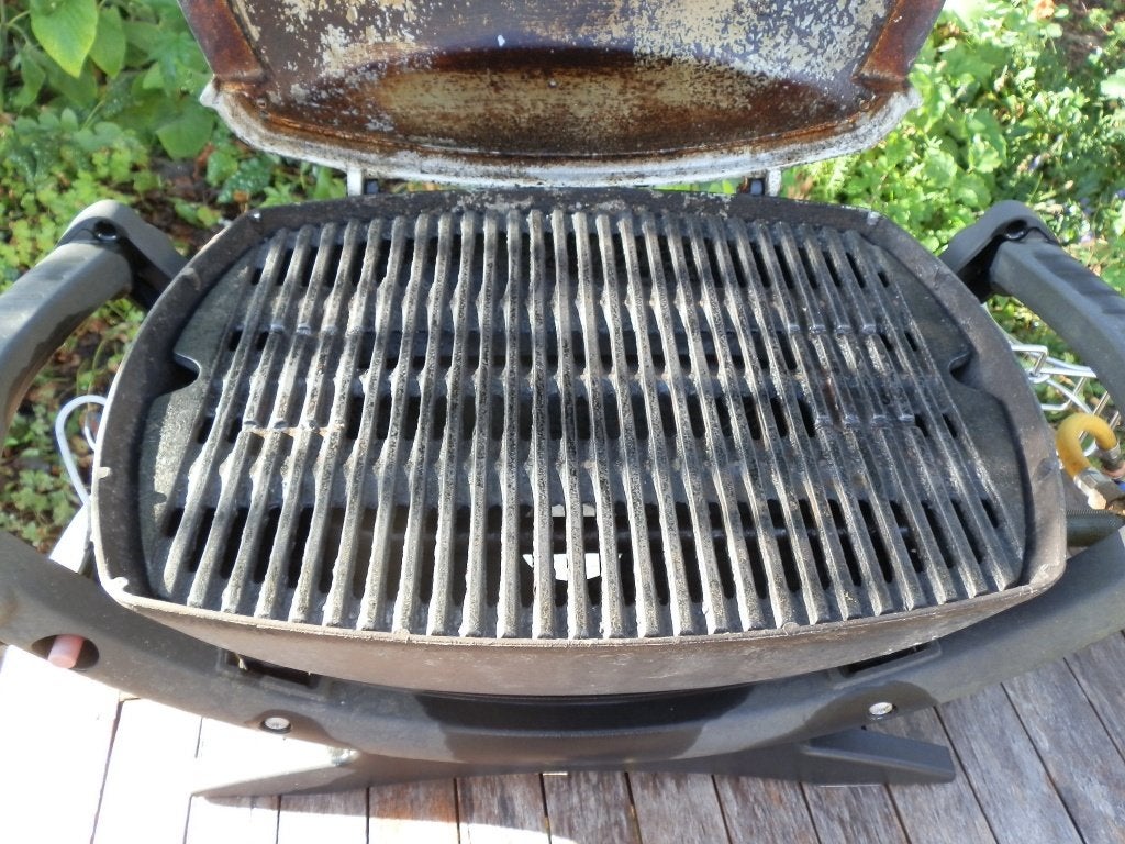 Barbecue Gas Weber Q100 met gasfles, Tuin en Terras, Gasbarbecues, Ophalen, Gebruikt, Weber