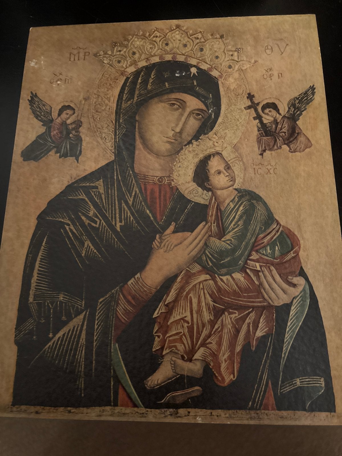 Antieke icoon van Maria met Kind - Byzantijnse stijl, Antiek en Kunst, Antiek | Religie, Ophalen of Verzenden