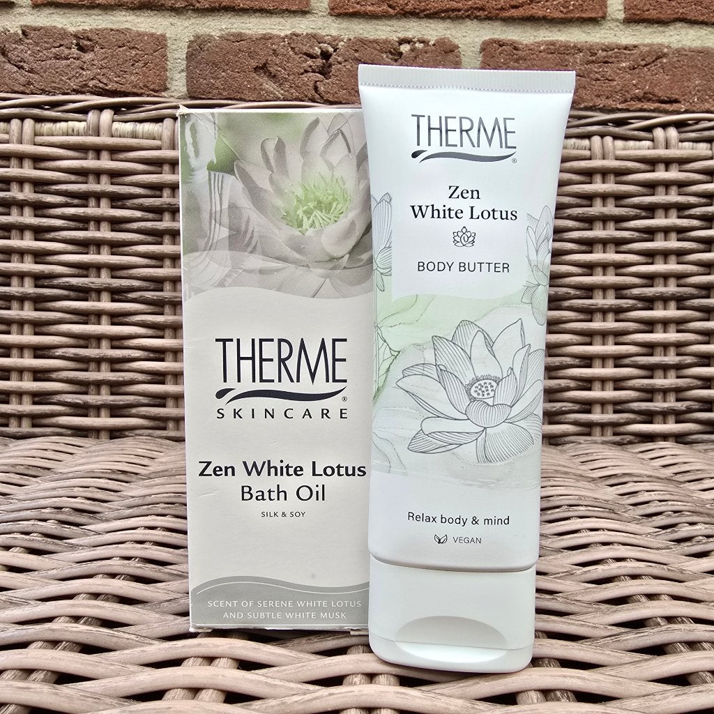 Nieuw! Therme set Zen White Lotus - badolie, body butter, Sieraden, Tassen en Uiterlijk, Ophalen of Verzenden, Nieuw, Bad & Douche