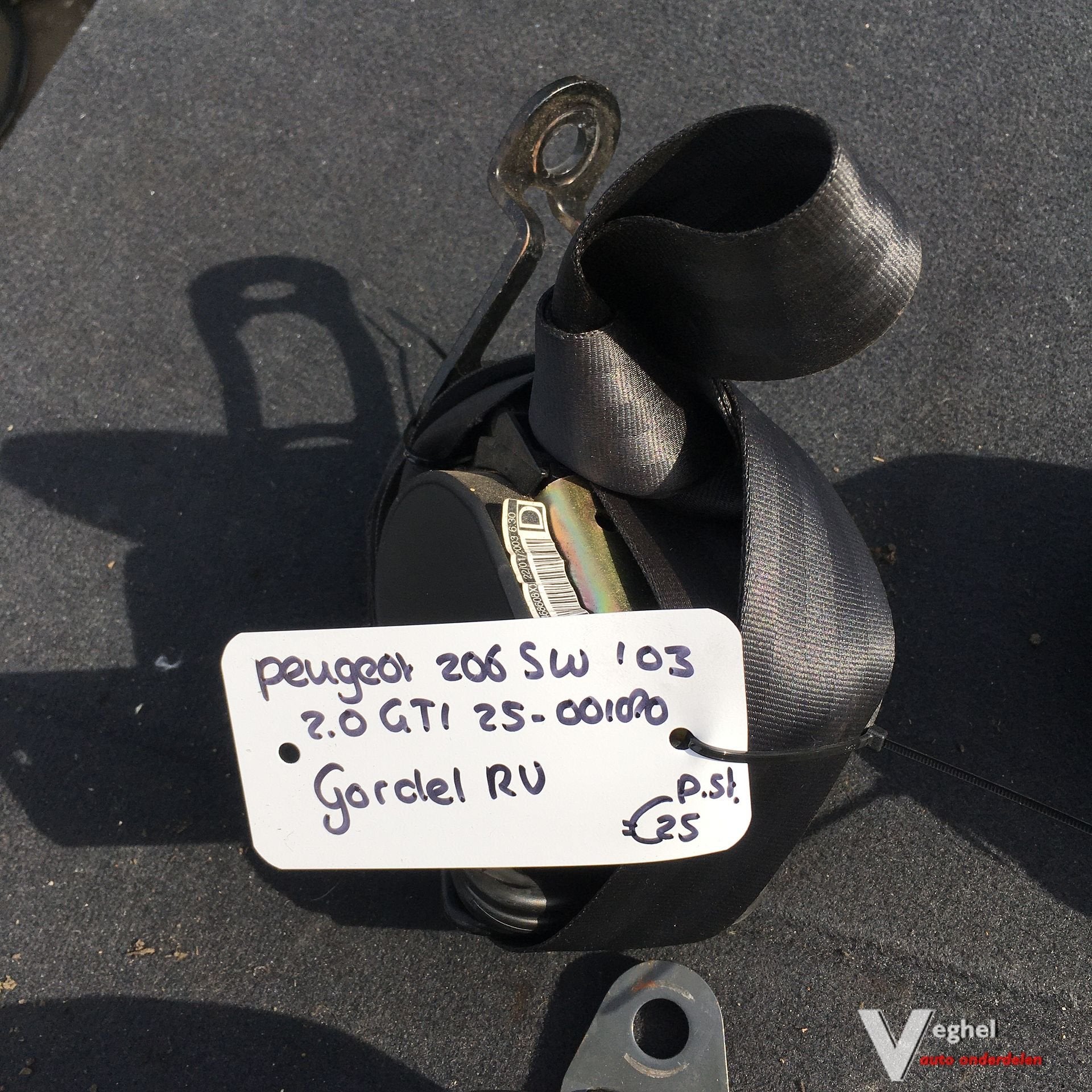 Peugeot 206 gti 2.0 16v Sw 2003 2500180   Gordel  Rechtsvoor, Auto-onderdelen, Gebruikt, -, -, Ophalen of Verzenden