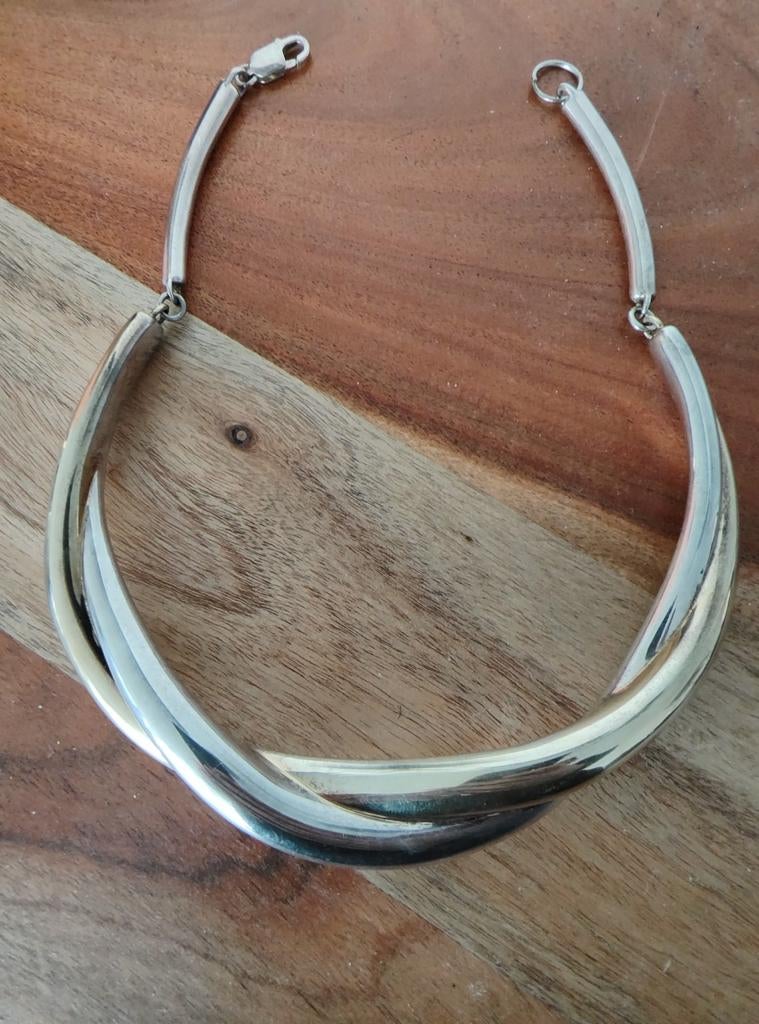 Vintage design choker.. Scandinavisch? Zilver, Verzenden, Zilver