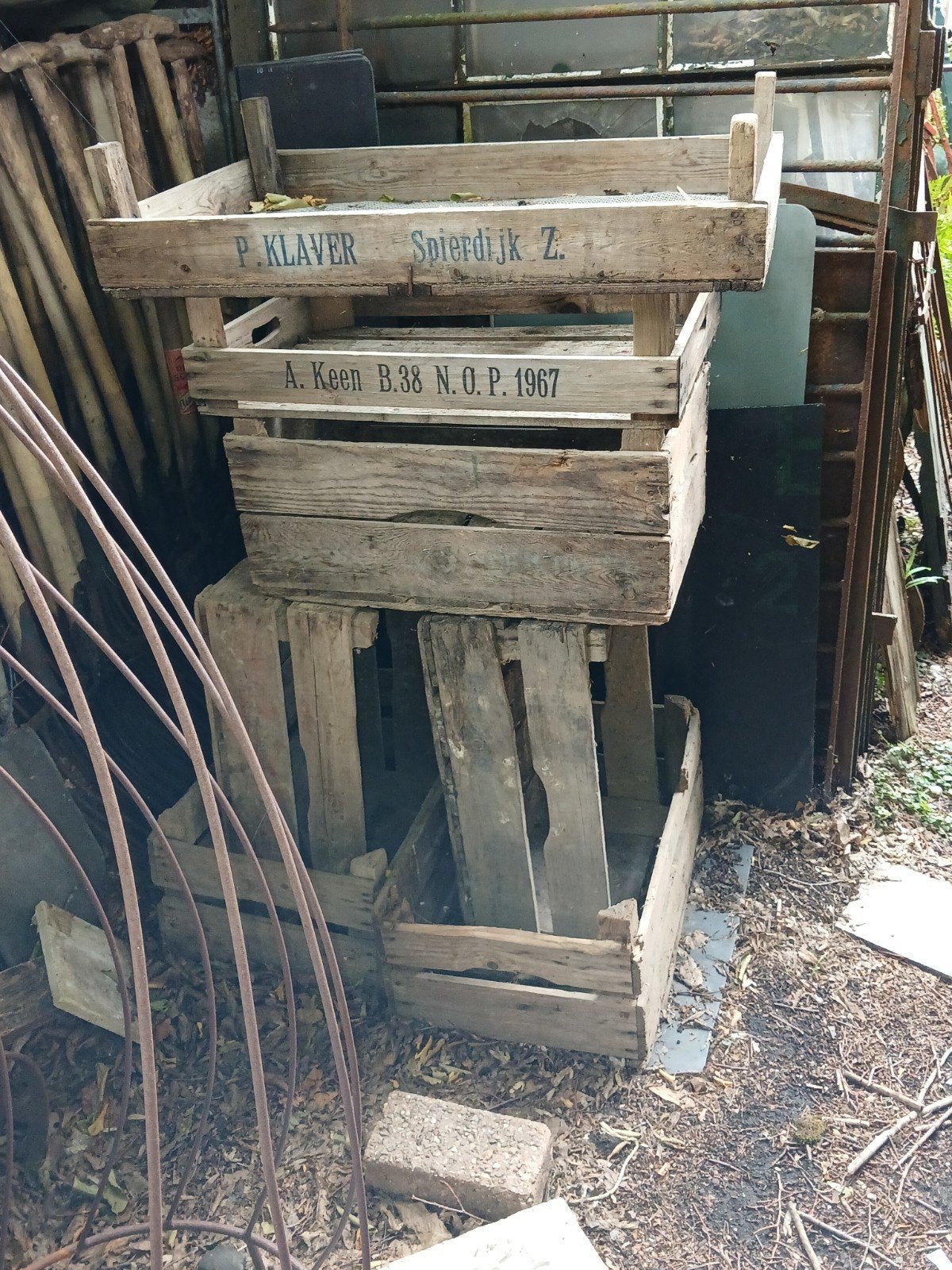 Vintage Houten Kisten Veilingkist met jaartal +/- 50 jr oud