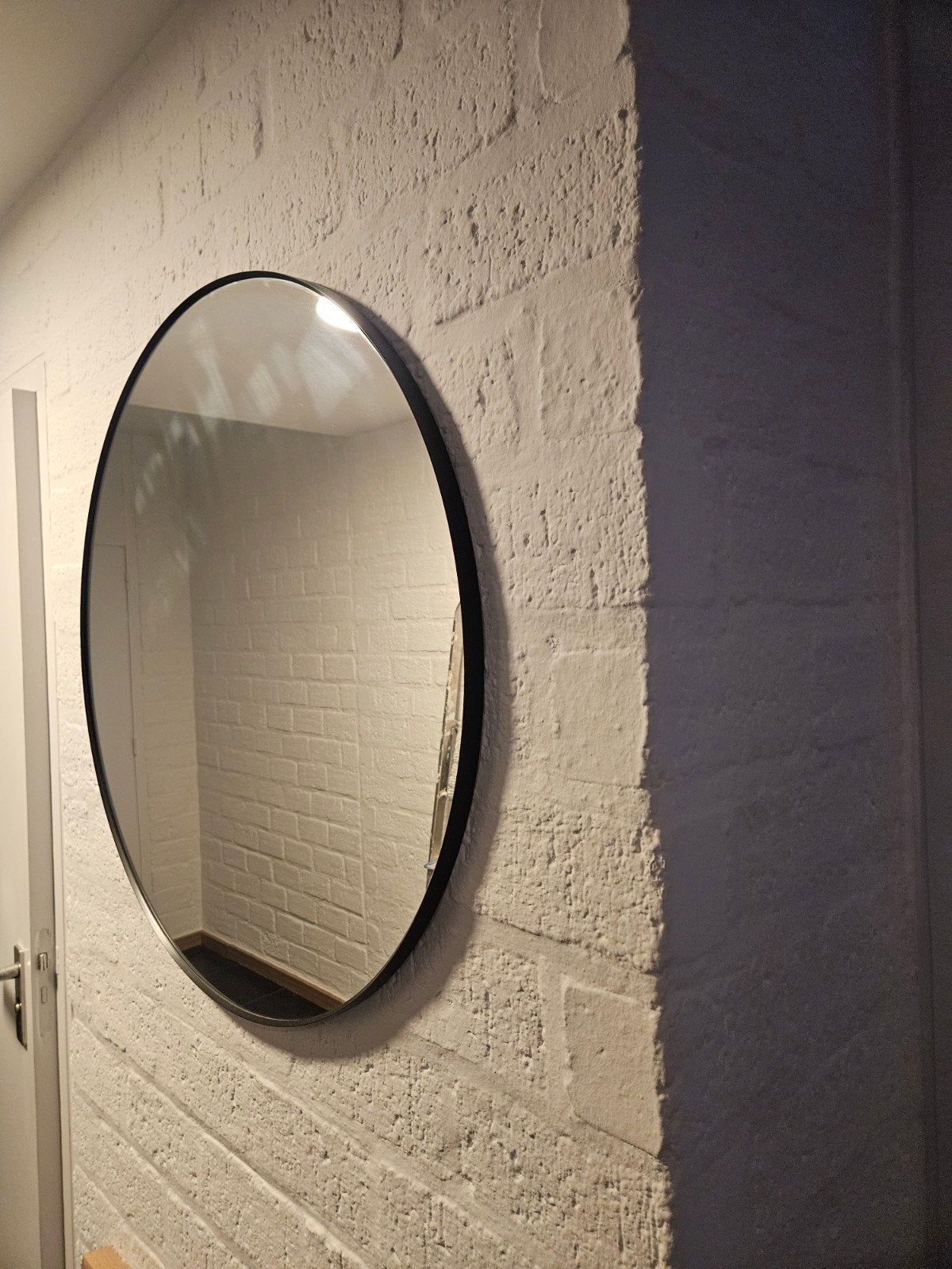 Spiegel rond, Huis en Inrichting, Woonaccessoires | Spiegels, Ophalen, Rond, Zo goed als nieuw, 75 tot 100 cm