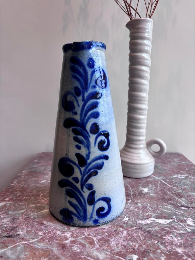 Vintage oude Westerwald kan, Keulse vaas keramiek brocant, Steen, Blauw, Ophalen of Verzenden, Zo goed als nieuw
