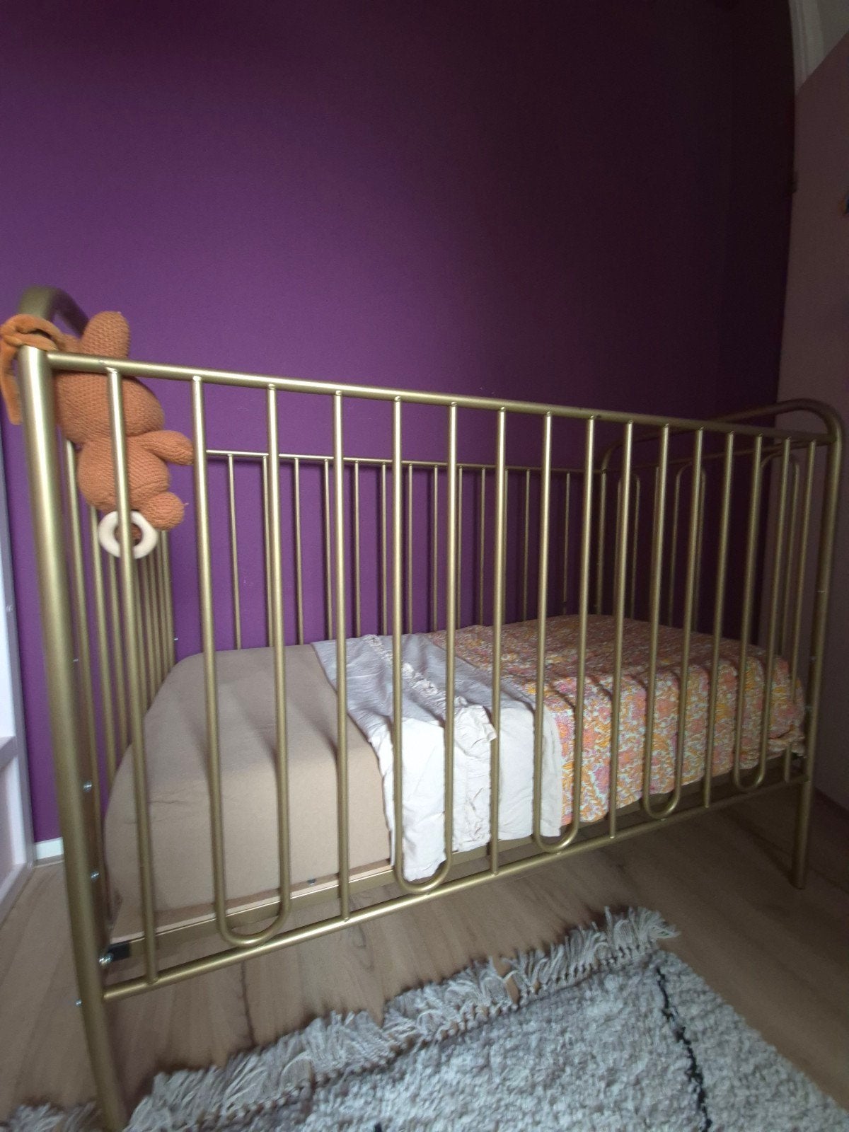 Polini Vintage Ledikant Goud - Gebruikt met lakschade, Ophalen, Gebruikt, 70 tot 85 cm, 140 tot 160 cm