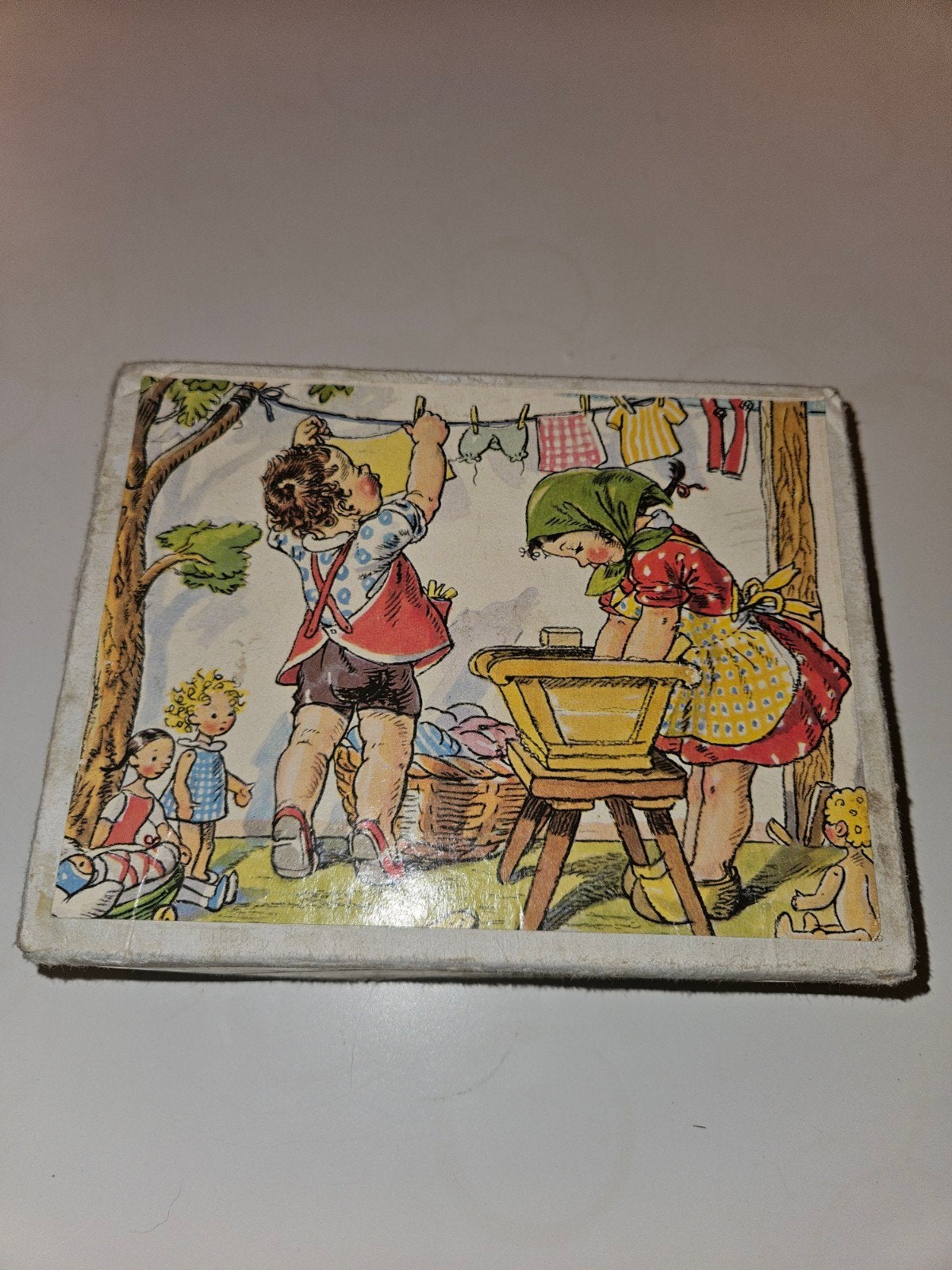 Vintage Houten Blokkenpuzzel - 6 Verschillende Afbeeldingen, Gebruikt, 10 tot 50 stukjes, Ophalen of Verzenden, Van hout