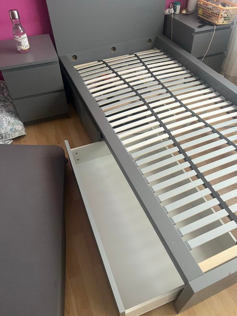 Eenpersoonsbed 90x200 met lade en lattenbodem, Ophalen, Gebruikt, 90 cm, Eenpersoons