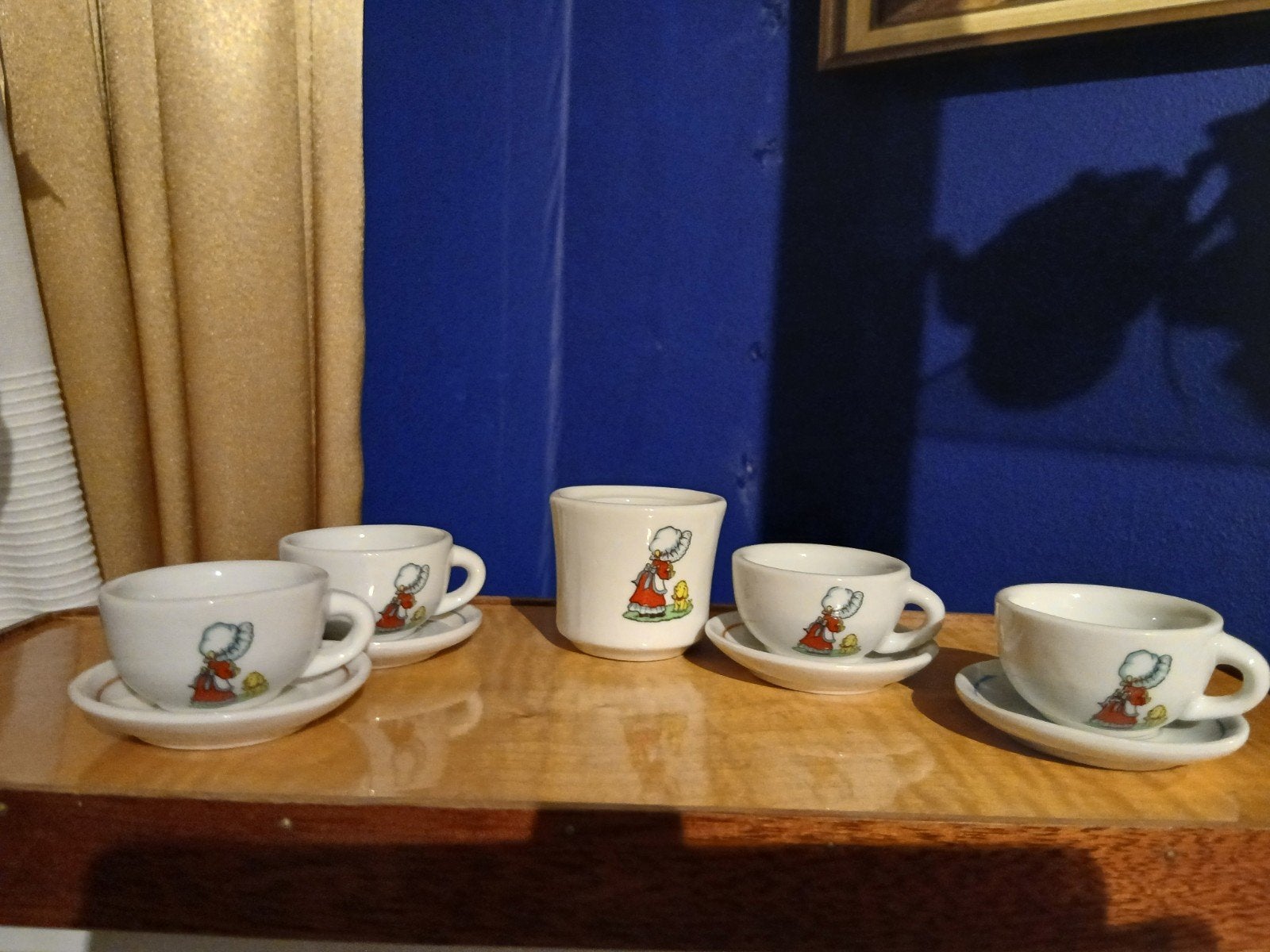 Vintage kinderserviesje met schattige afbeeldingen, Ophalen of Verzenden, Gebruikt