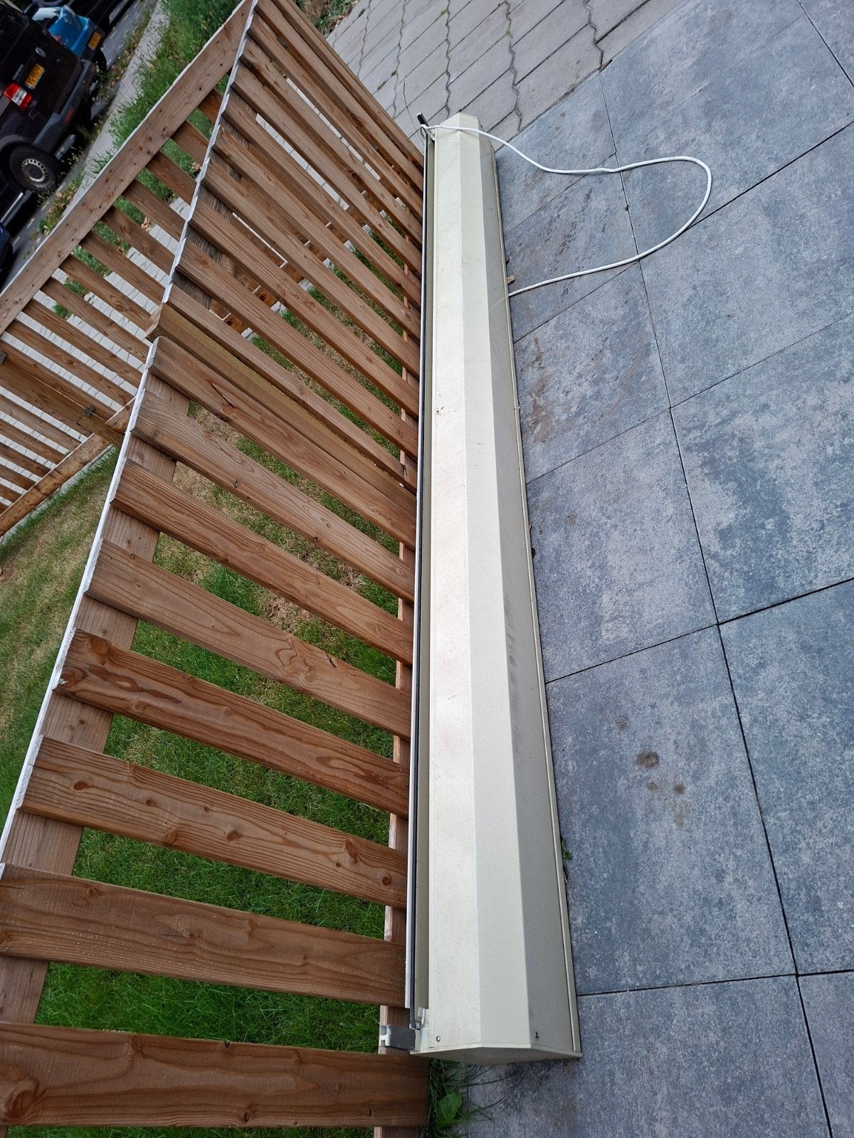 Crème rolluik 2570x1355 mm, Doe-het-zelf en Verbouw, Ophalen, Gebruikt, 100 tot 150 cm, Crème of Beige