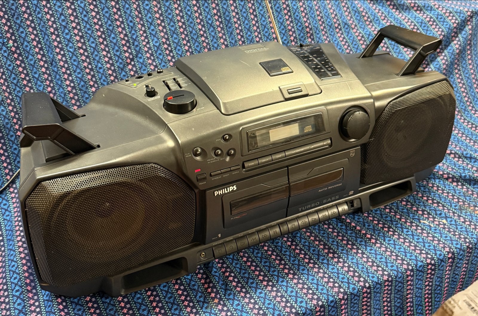 Philips AZ8050 Boombox CD Cassette Radio Turbo Bass, Ophalen, Philips, Gebruikt, Cassettedeck
