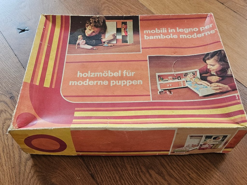 Vintage Frade Poppenhuis Meubels - Houten Slaapkamer Set, Antiek en Kunst, Ophalen of Verzenden