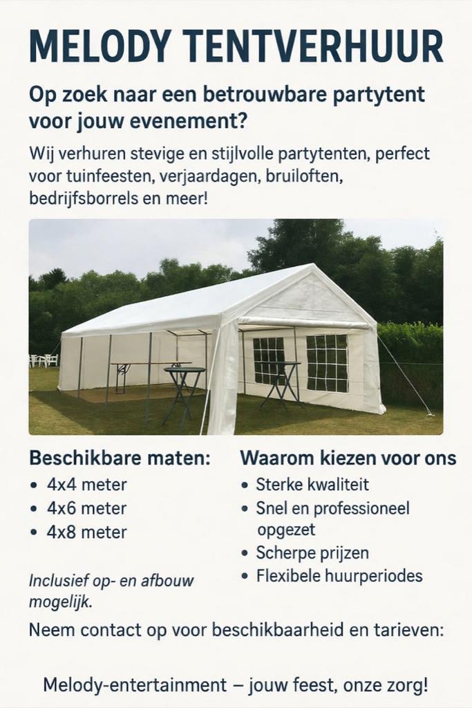 Party tenten verhuur, Tuin en Terras, Partytenten, Ophalen, Zo goed als nieuw, Minder dan 5 meter