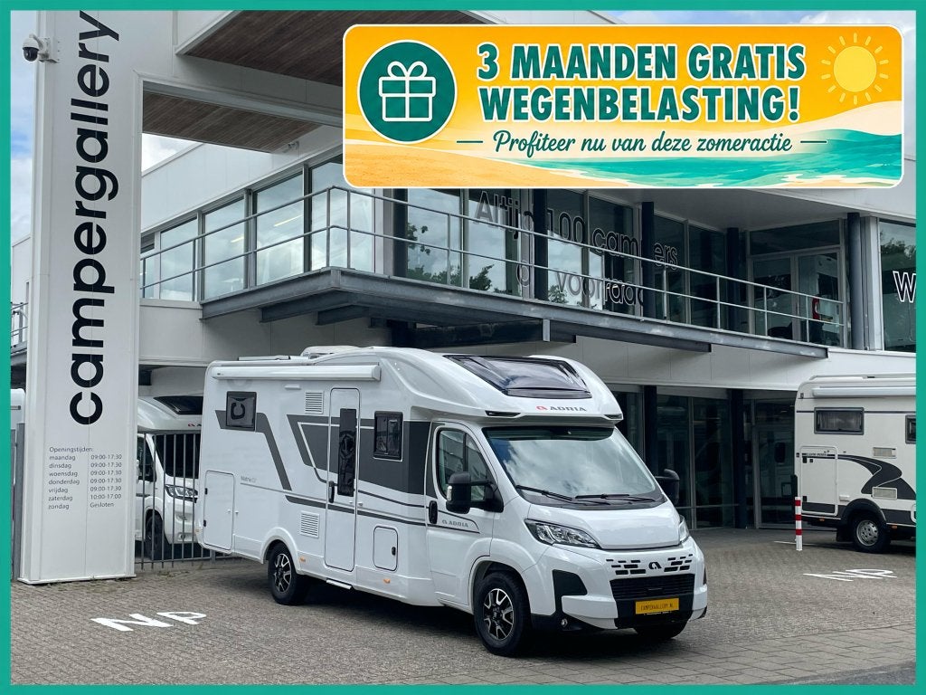 Adria Matrix Plus 670 DC QUEENSBED+HEFBED 2025 6.100KM, Caravans en Kamperen, Campers, Fiat, 7 tot 8 meter, Bedrijf, Adria