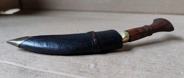 Oud Biltong Kukri ceremony mes + leren schacht, Ophalen of Verzenden
