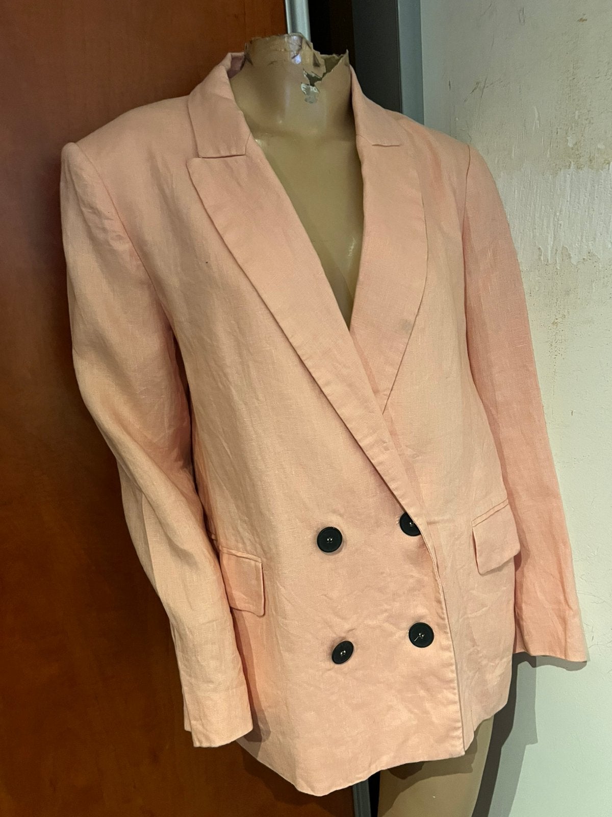 ZARA linnen blazer maat m zalmroze zgan, Kleding | Dames, Maat 38/40 (M), F, Zara, Ophalen of Verzenden