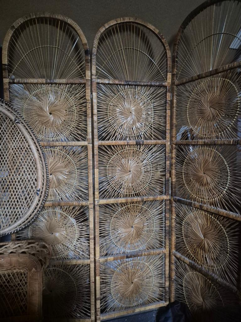 Antiek Boho Kamerscherm van Rotan - Prachtig Design, Ophalen of Verzenden, Gebruikt