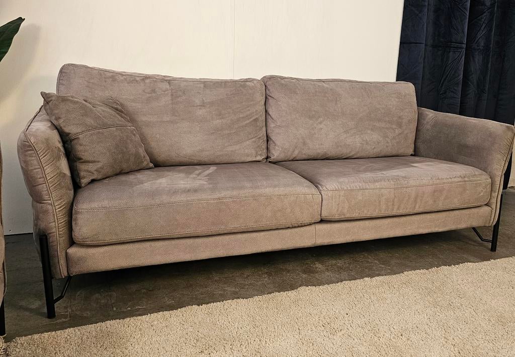 2,5 Zits Bank Velvet Taupe/Grijs - Gratis Bezorging, Tweepersoons, Ophalen of Verzenden, Stof, Nijhof Brothers Furniture