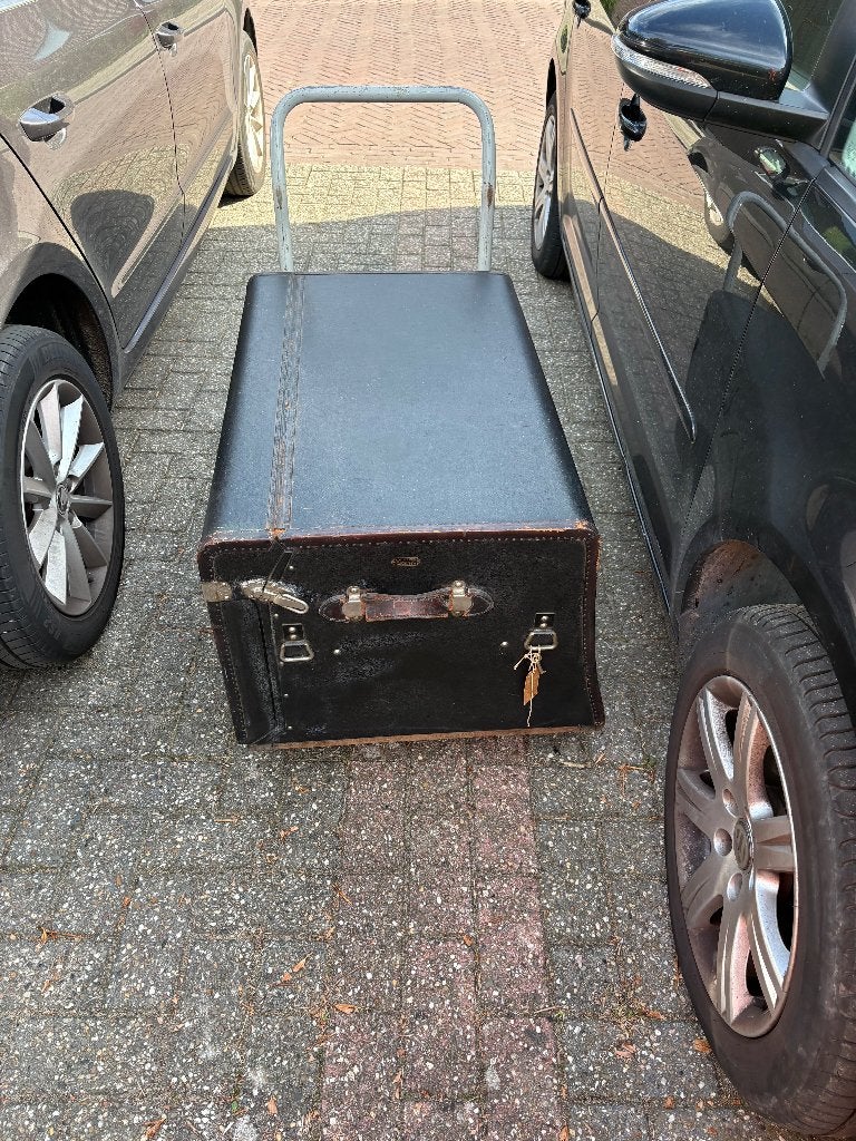 Vintage Koffer / Reiskist - Zwart met Handvatten, Ophalen of Verzenden