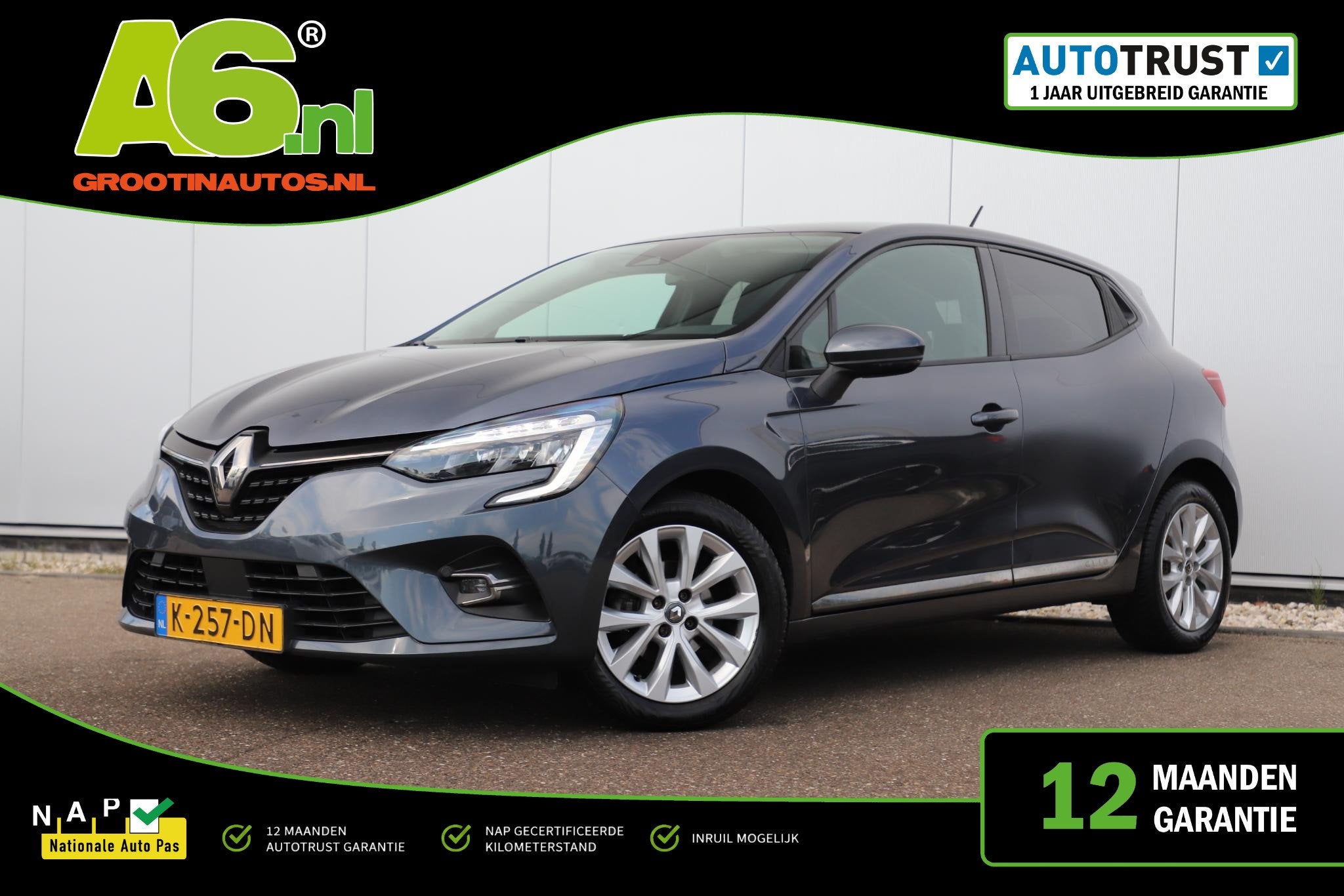 Renault Clio 1.0 TCe Zen 16 inch LMV Navigatie Carplay Andro, Auto's, Voorwielaandrijving, Stof, Gebruikt, Met garantie (alle)